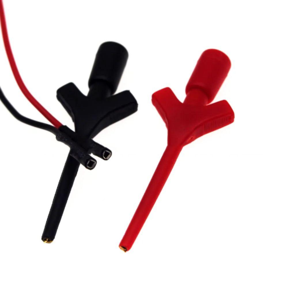 Gold Plating IC Hook Test Clip Black Red Test Cable Probe Test Clip  Circuit Testing