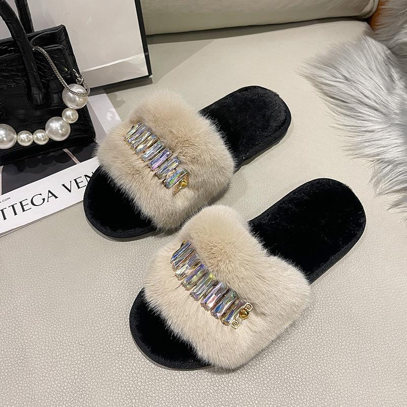Fashion Winter 2025 New Women's Slippers Anti Slip Casual Indoor Flat Shoes Women's Warm Shoes Solid Color Fashion Women's Slippers