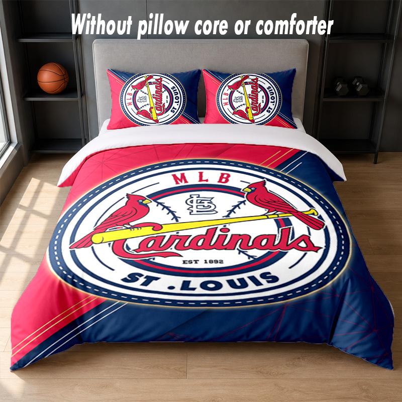 St. Louis Cardinals Design Bed Bedding Set 1 Duvet Cover + 2 Pillowcases Soft Breathable Household Bed Linens