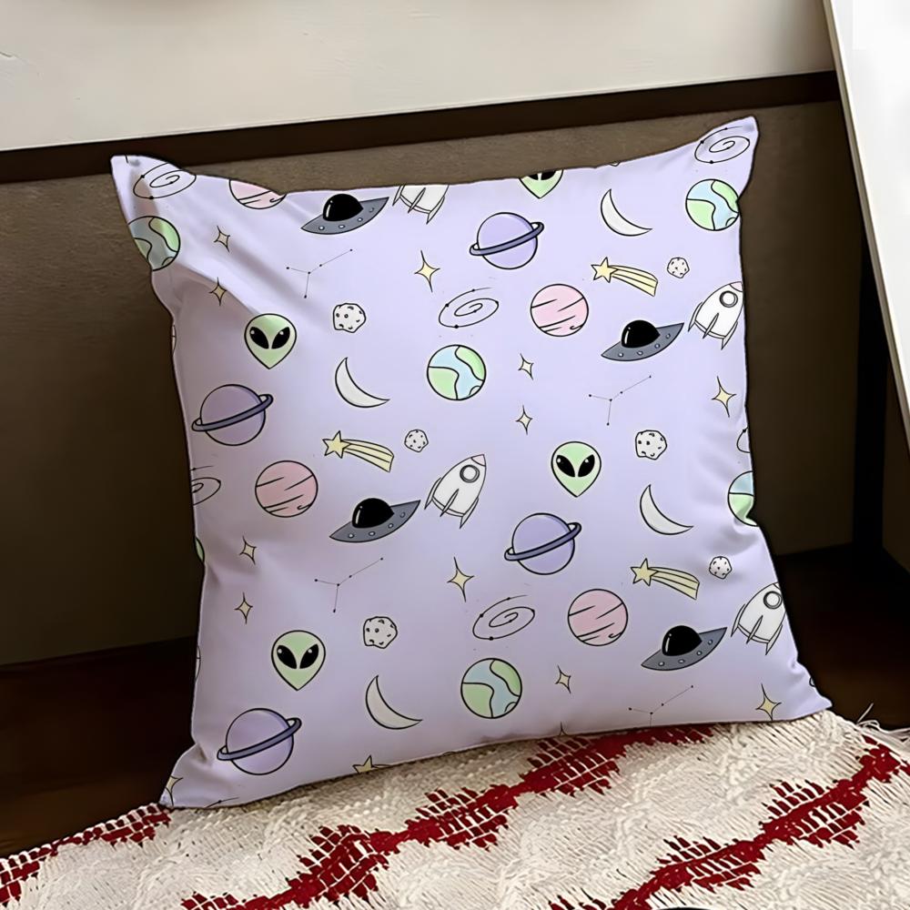 Surreal Dreamy Aliens Cushion Cover Reversible Soft Durable Pillow Cover Home  Car MultiScene Use for Daily Comfort