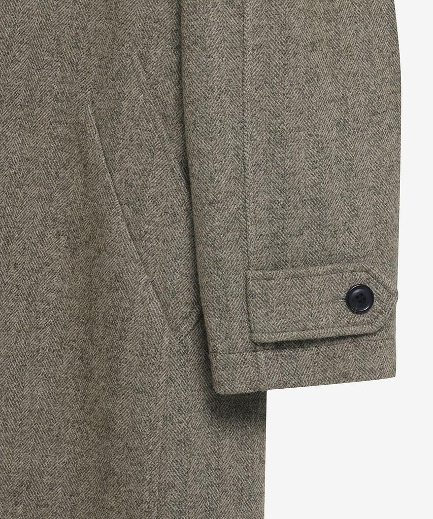 Noirer Wool Silk Herringbone Balmacaan Coat (Beige)