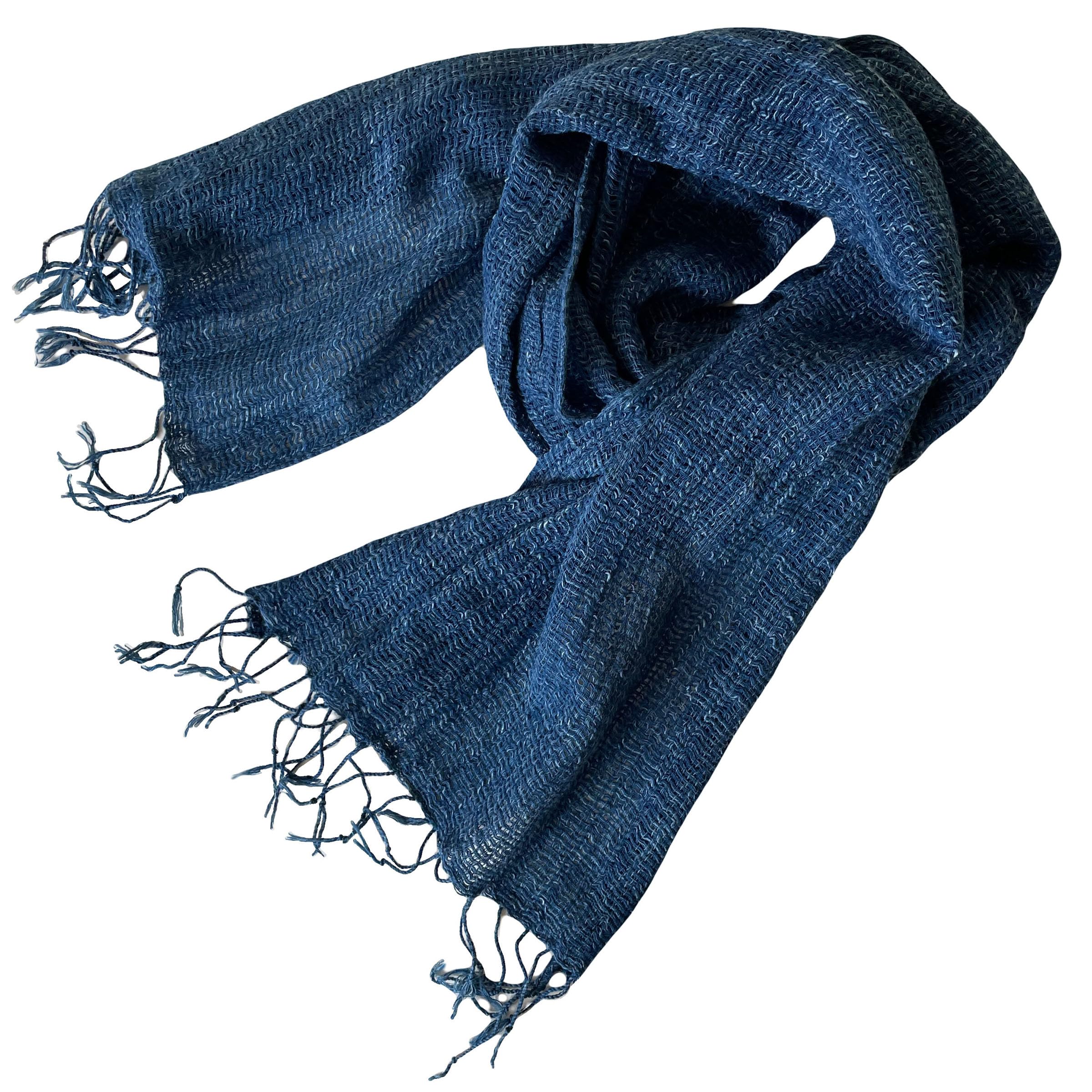 

Cara Indigo Handwoven Solid 42cm Wide Stole, Dyed, Cotton, 100% Cotton, Color,