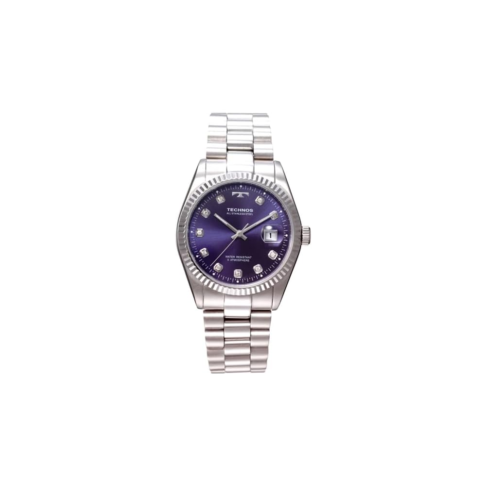 Technos Premium Silver Navy Blue T9604SN Watch
