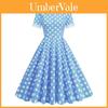 Vintage Polka Dot Dress With Cotton Fabric For Elegant Spring Casual Occasions
