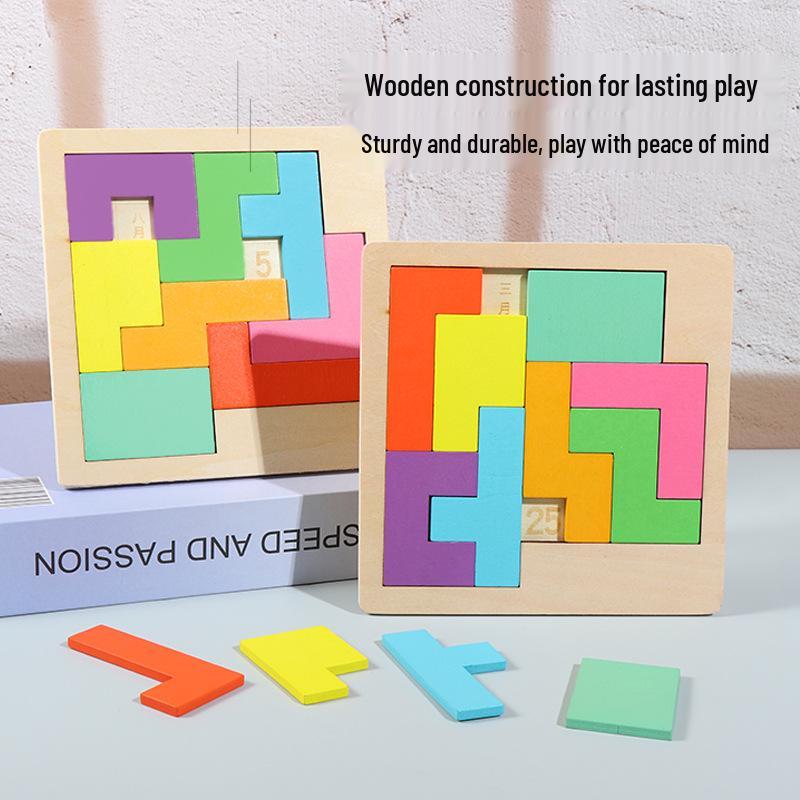 Wooden Brain-Burning Calendar Puzzle Toy for Early Education and Children's Logical Thinking Tetris