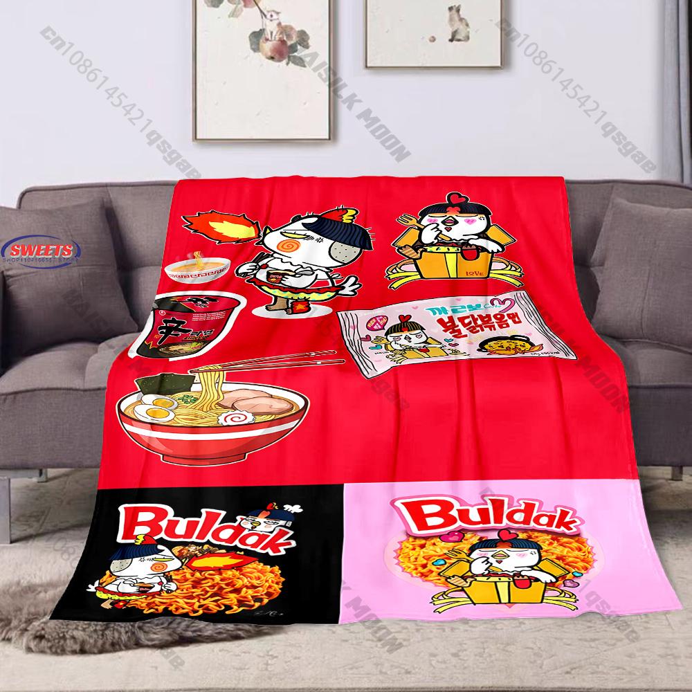 16 Styles Spicy Chicken Noodles Instant Noodles Print Blanket Fun Holiday Gift for Family Friends Home Sofa All Seasons Blanket
