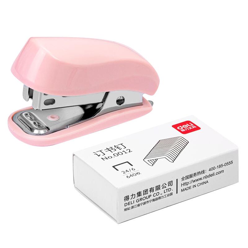 Deli Pink Mini Stapler Set
