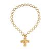 European and American Cross Pendant Necklace with OT Buckle Chain - Punk Style Heart Design for Women