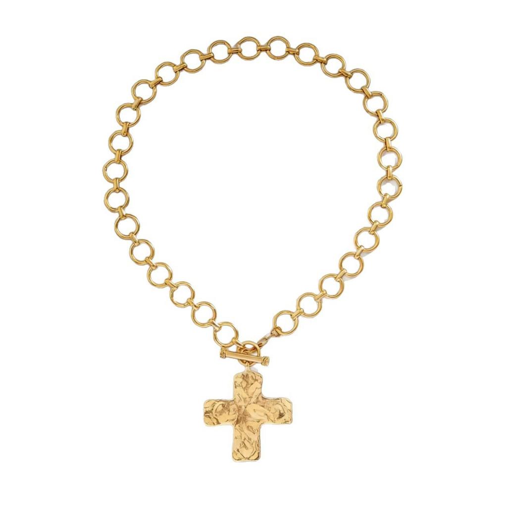 European and American Cross Pendant Necklace with OT Buckle Chain - Punk Style Heart Design for Women