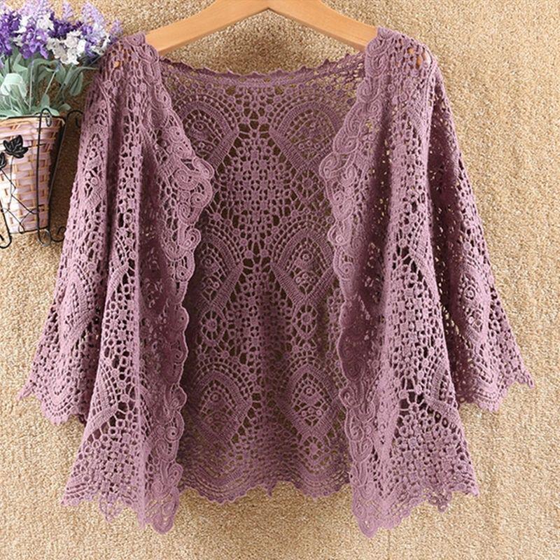 Summer 2024 Crochet Knit Cardigan: Lightweight Cotton Shawl for Sleeveless Dresses