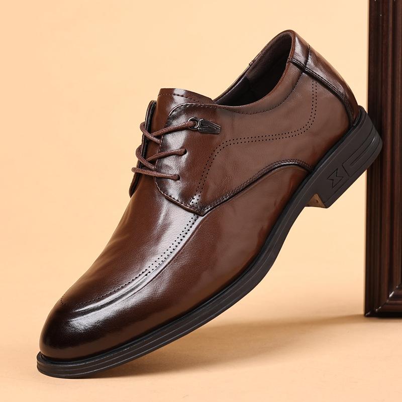 Lederschuhe Herren klassische Business-Kleidung Herrenschuhe vielseitige Schnürschuhe Einzelne Schuhe Rindsleder hochwertig Hochzeitsschuhe trendige Modeschuhe