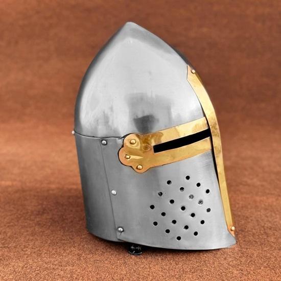 Authentic Templar Crusader Helmet 12th Century Medieval Great Helmet Replica for Cosplay,