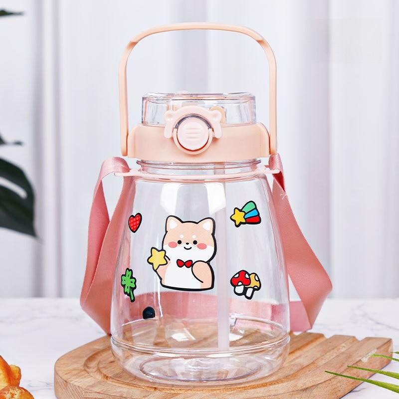 

Pc Plastic Large Capacity Bottle With Straw For Outdoor Fitness And Kids Use