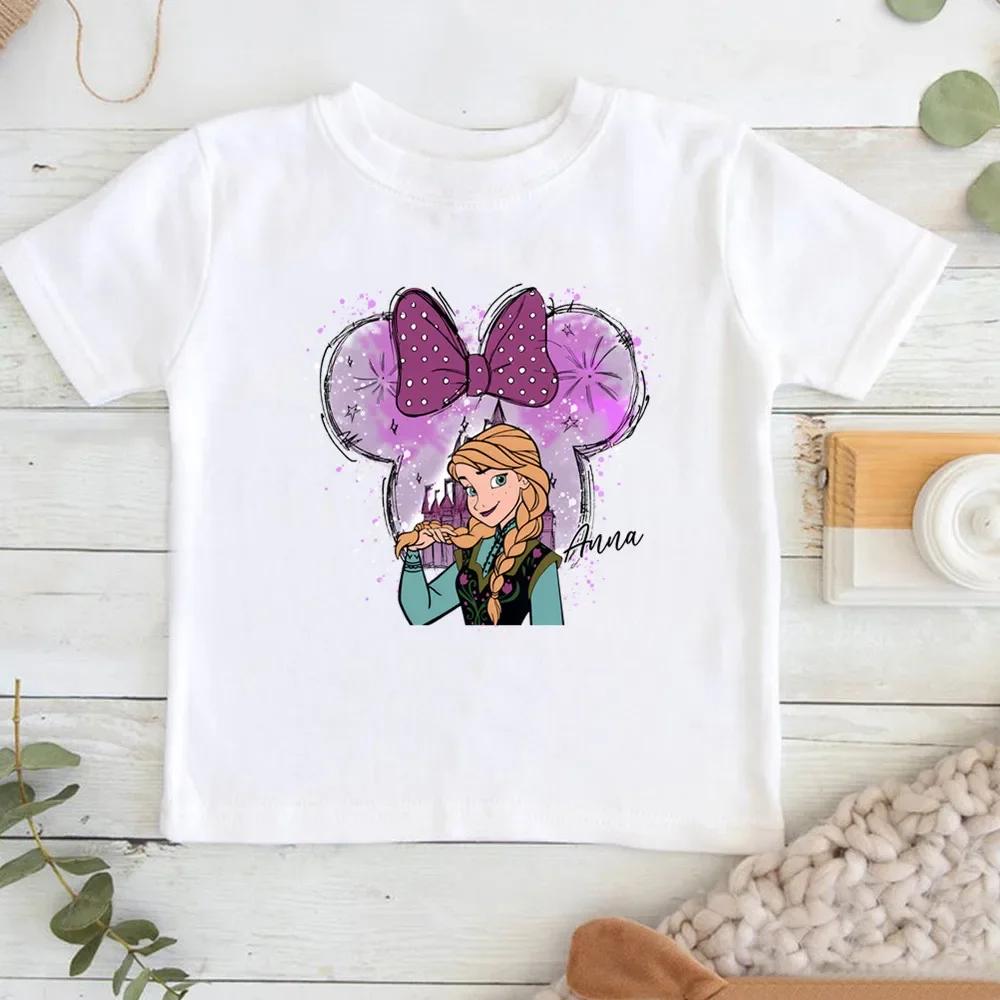 Child Belle Princess Kawaii Printed T-shirt Baby Girl  Soft Cartoon Clothing Cute Graphic Tops Kids Funny Tees
