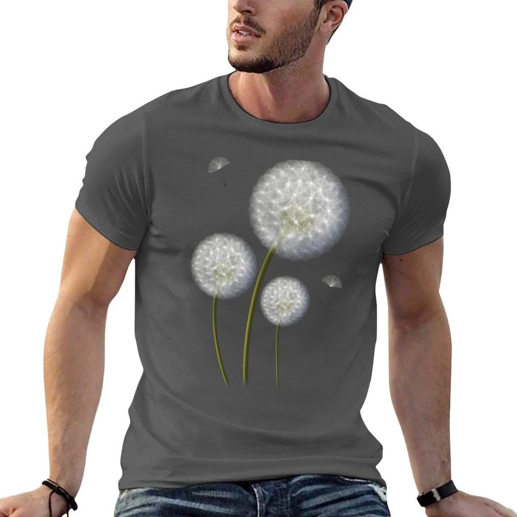 Trio of Dandelions Minimalist Nature Art TShirt Casual Trendy Streetwear Tee Shirt