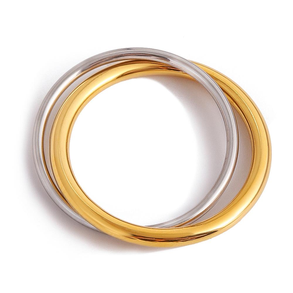 Niche Light Luxury High-end 18K Gold, Color Matching Double Ring Ring Jewelry
