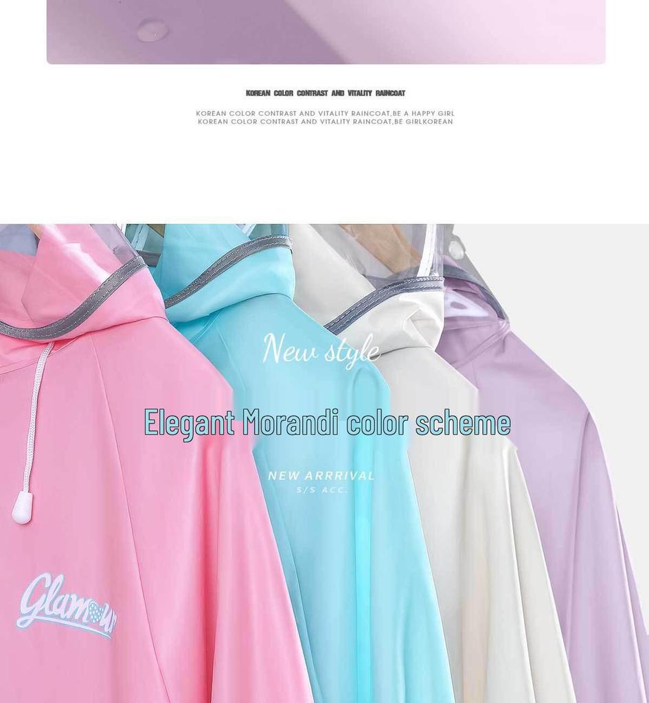 Women's Long Single-Piece Stormproof Raincoat with Electric Battery for Adults