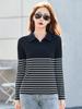 2025 Spring/Autumn Striped Cotton Slim-fit Lapel Polo T-shirt
