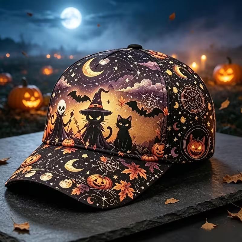 D Hot Sale Halloween Garden Morning Wear Baseball Cap Digital Printing Festival Celebration Pumpkin Cap