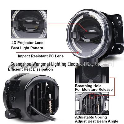 Jeep Wrangler için Angel Gözlü 4 İnç 30W LED Sis Farları - Yüksek Parlaklıkta Arazi Aydınlatması