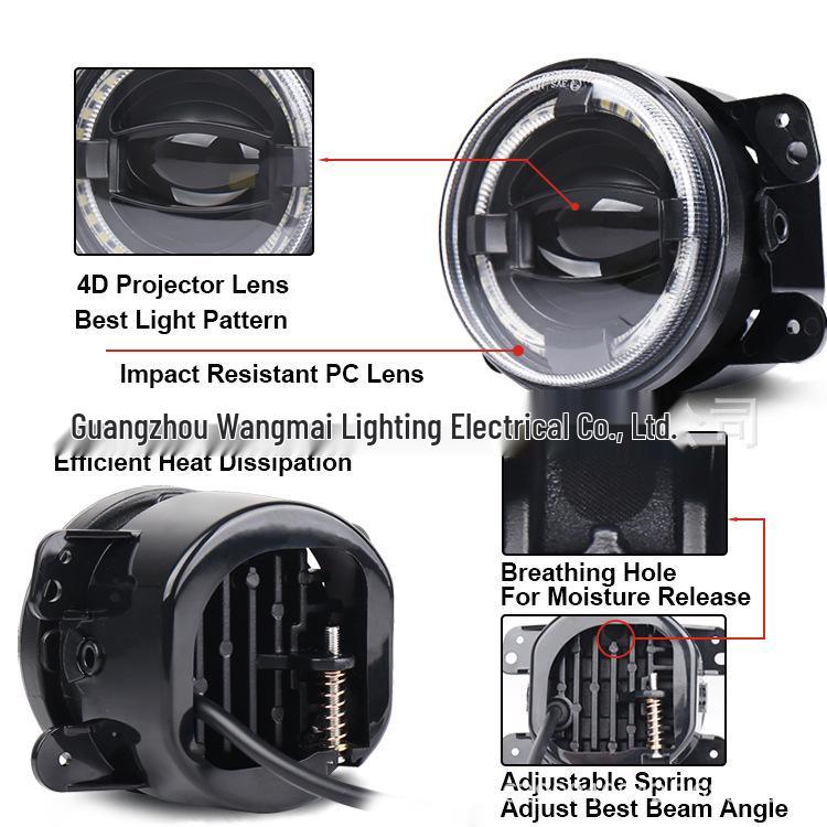 4-inch 30W LED Fog Lights with Angel Eyes for Jeep Wrangler - High Brightness Off-Road Lighting