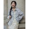 Striped Women's Long Sleeved Shirt Fashionable Contrasting Single Pocket Blouses Korean Commuting Style Lady Clothing