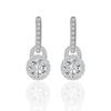 Womens Geometric Lock-Shape Cubic Zirconia Stud Earrings With Halo Setting Sterling Hypoallergenic Lightweight Luxury