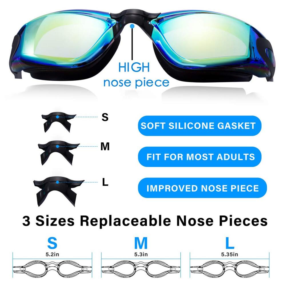 Keary Swim Goggles 2 Pack Anti-Fog Swimming Goggles for Adult Women Men Youth Junior Kids No Leaking UV Protection Waterproof Mirrored Lens Triathlon