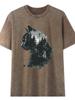 T-shirt da donna a maniche corte con stampa di lettere americane retrò effetto invecchiato Hip Hop