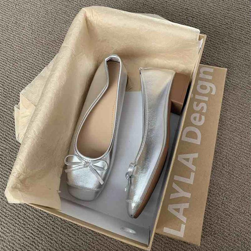 

Весенне-осенние женские туфли Мэри Джейн с бантом-бабочкой, женские повседневные туфли-слипоны, туфли для вечеринки, женская обувь 35 серебряный