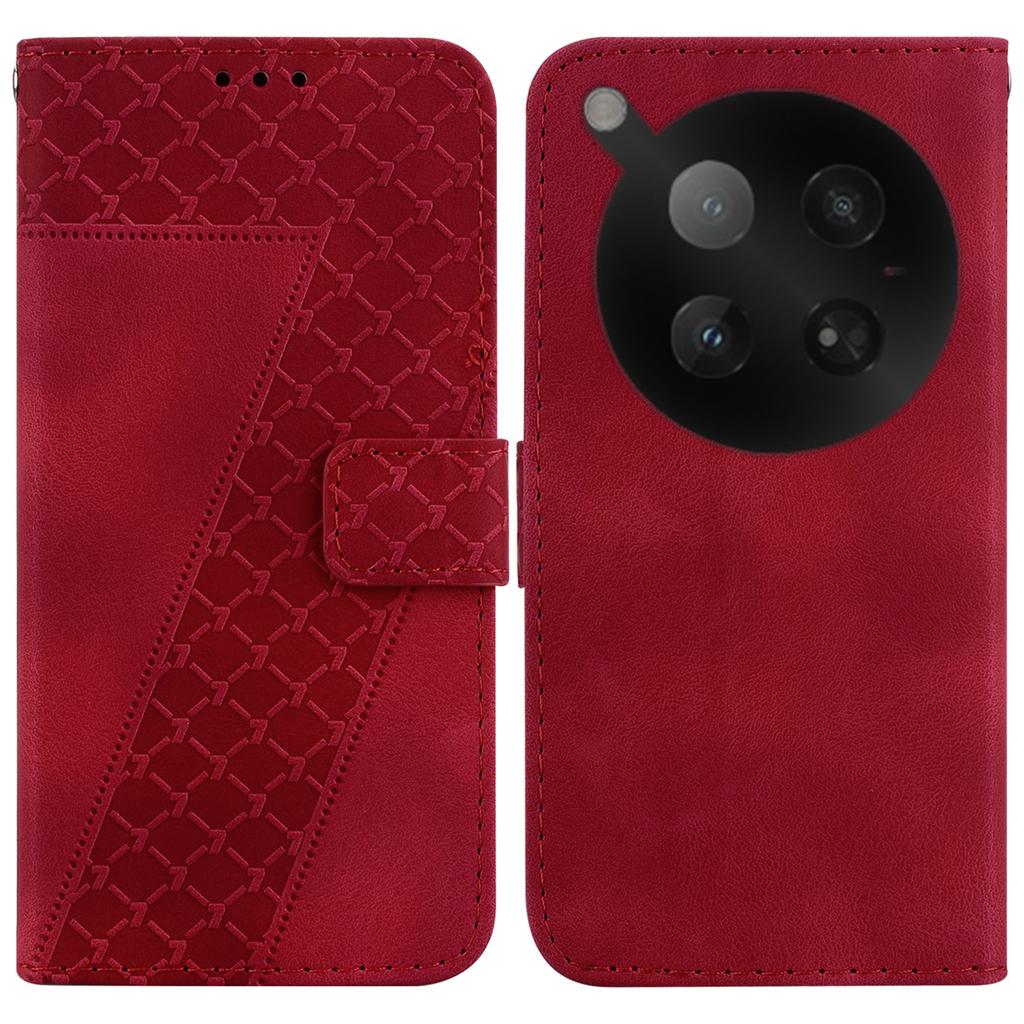 For Infinix Zero 40 4G Stand Case 7-Shaped Pattern Imprint Leather Phone Cover with Strap