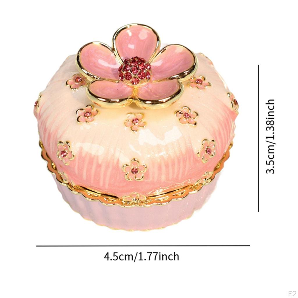 Smaltovaná šperkovnice ve tvaru dortu, sběratelská, dekorativní, řemeslná, organizér na drobnosti pro