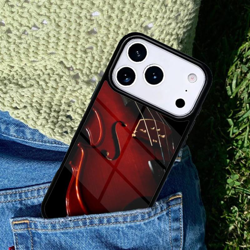 Wood Cello Violin Phone Case For iPhone 17 AIR 16 Pro Max 15 14 Pro 11 12 13 Shockproof Silicone Cover