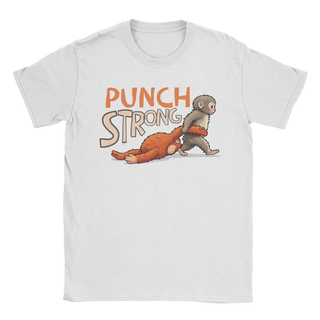 Unisex TShirt Baby Monkey Punch Strong Funny Cotton Tees Short Sleeve T Shirts Round Collar Clothing Printed