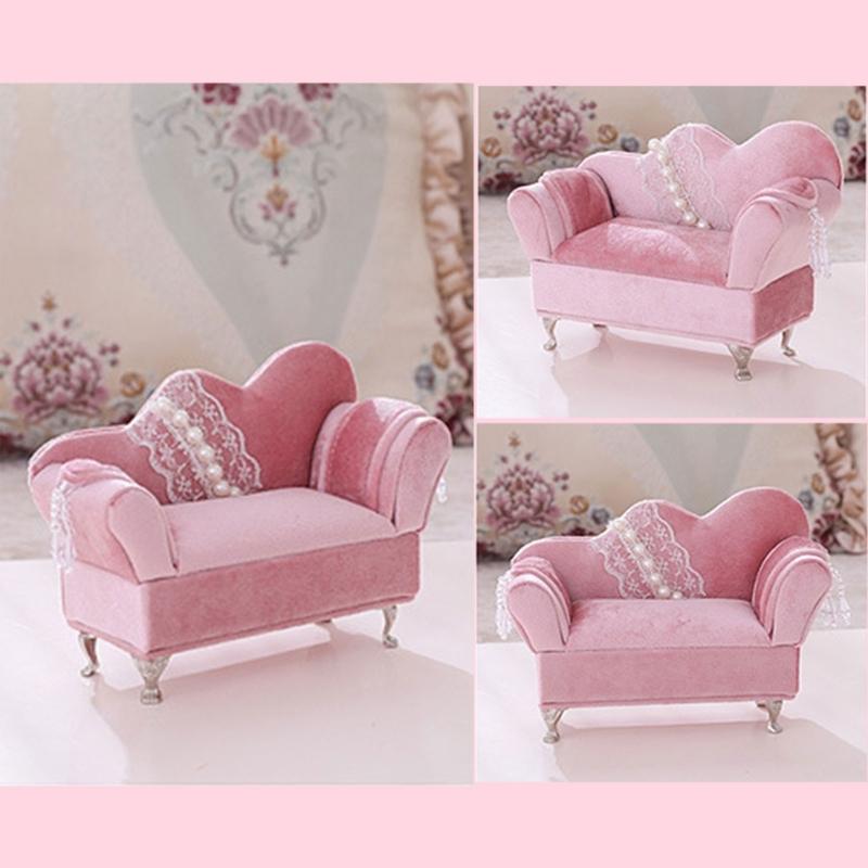 Openable Pink Furniture Jewelry Box Earrings Bracelet Ring Necklace Display Storage Cases Mini Armchair for Dollhouse