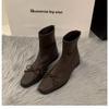 2025 Hot Sale Women's Shoes Back Zip Women's Boots Fashion Butterfly-knot Solid Modern Boots Women New Square Toe Ankle Boots