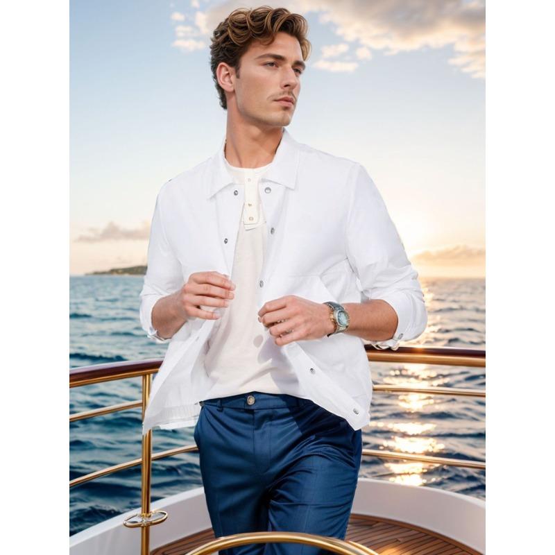 New Summer Simple Thin Cool Shirt Men's Non-iron Processing Cardigan Long-sleeved Men's Shirt Jacket