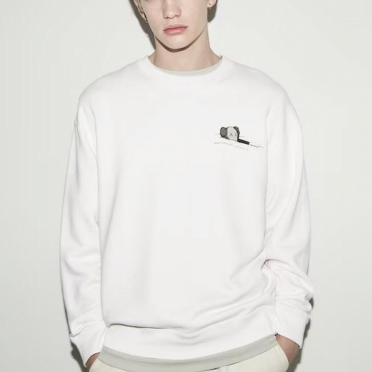 Uniqlo X Kaws Collaboration SS23 Solid Color Floating Doll Print Crew Neck Pullover Long Sleeve Knit Sweater Unisex sweater White 467395-01