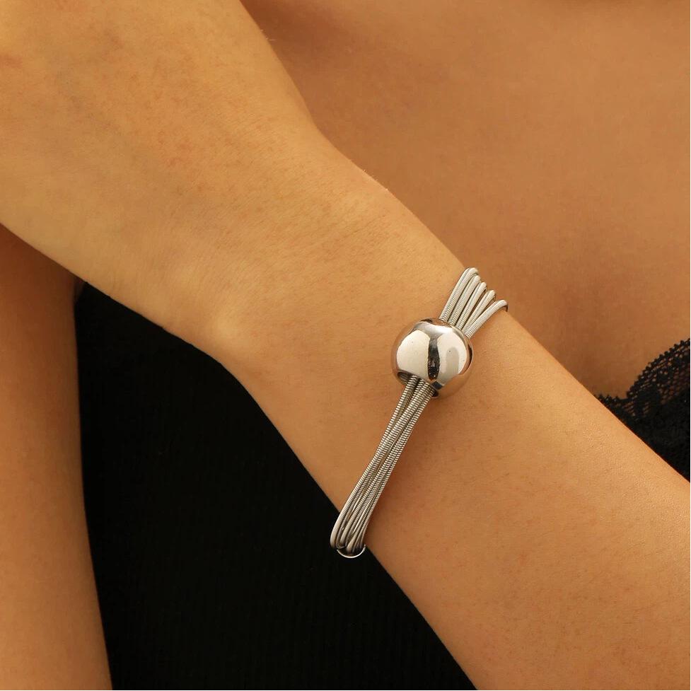 Exaggerated Multi-Layer Braided Choker & Bracelet Set for Women