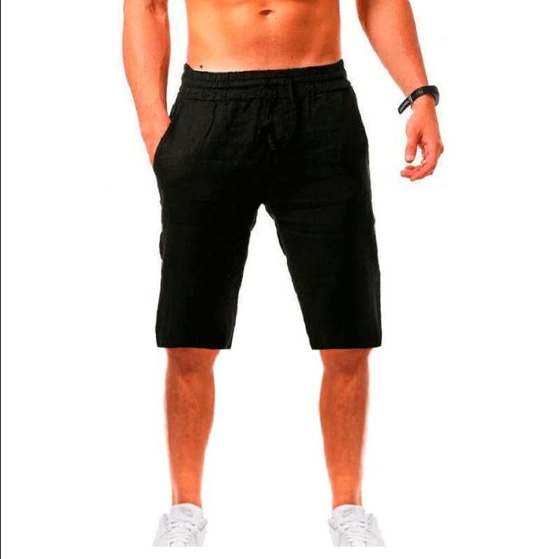 Nuevos pantalones cortos de lino y algodón para hombre, pantalones de lino de Color sólido transpirables de verano para hombre, ropa informal deportiva S-3XL