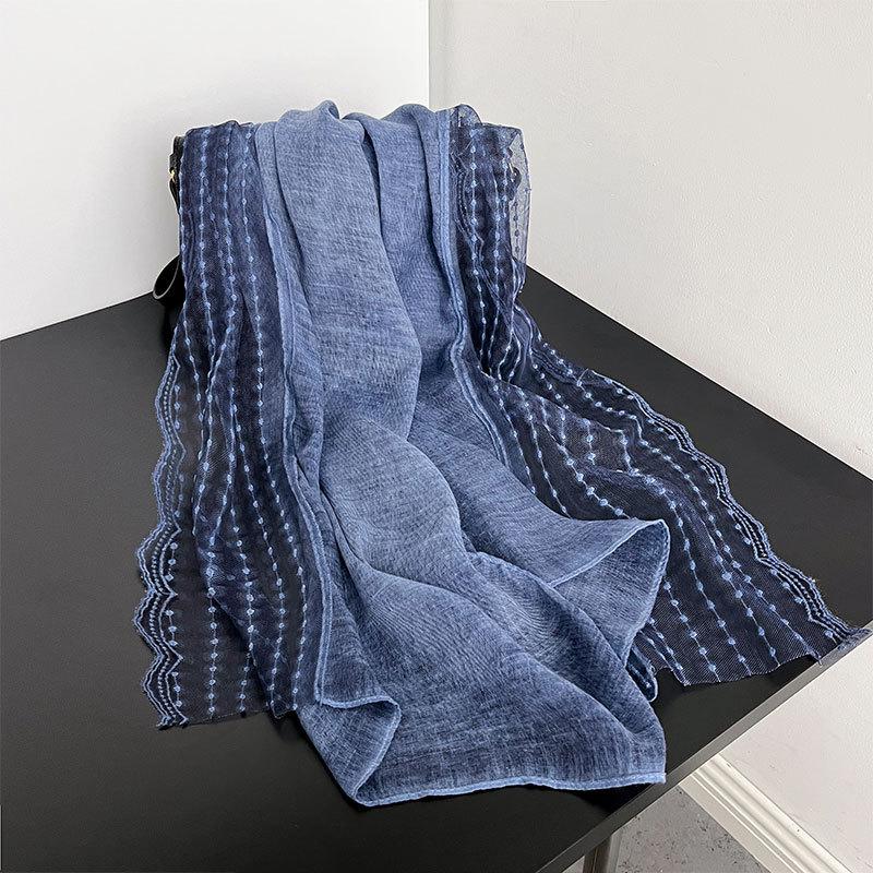 

Художественный Знаменитый Кружевной Хлопково-Льняной Шарф для Женщин для Лета в Кондиционированном Помещении Защита Шеи Шаль Дорожный Шарф More than 175cm