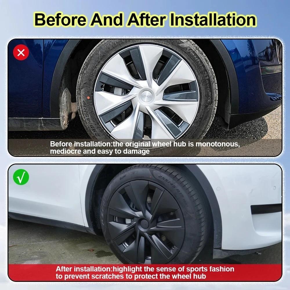 For Model Y Hubcaps 19 Inch Wheel Covers 19'' Wheel Hub Caps Gemini Kit Fit Model Y Accessories 2024-2021 4 Pcs Rim Protector