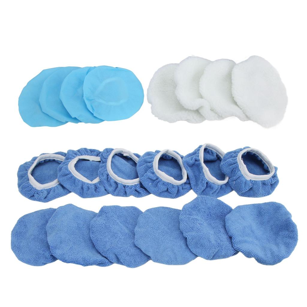 20 Pieces 6in Car Polisher Pad Polishing Buffing Bonnet Set Microfiber for Cars Motorcycles Ships