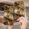 Gold US Dollar Banknote Print Design Phone Case For iPhone 16 15 14 13 12 11 Pro Max X XS XR 15 Plus 16e Silicone Soft Cover