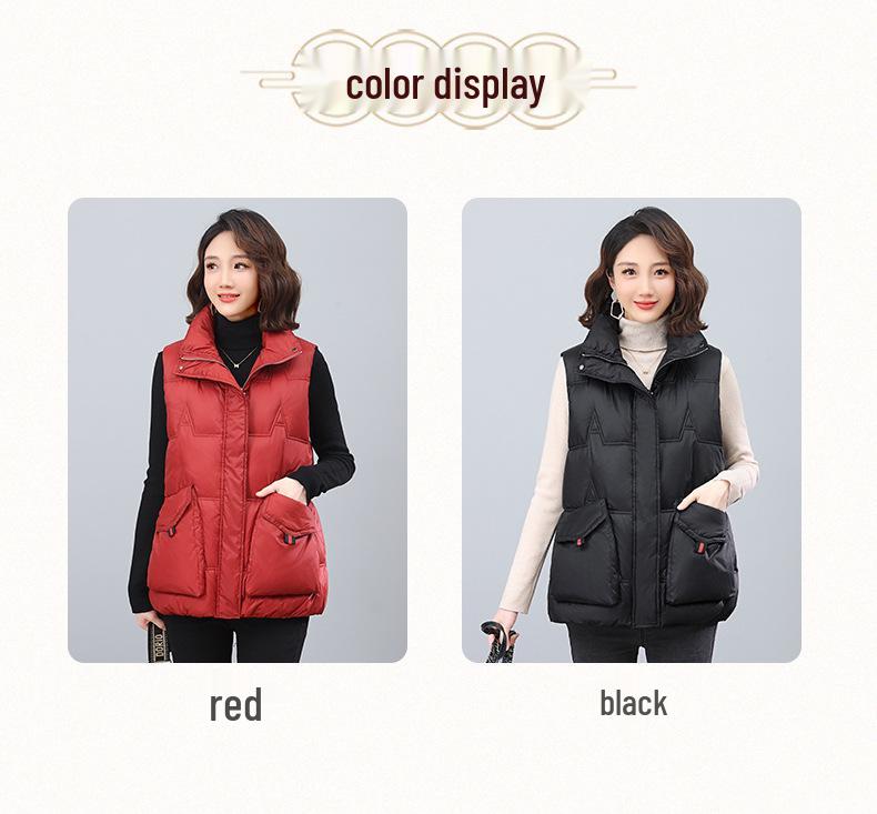 Women's Lightweight Down Vest - 2024 Autumn/Winter Fashion Stand Collar, Short Outerwear for Moms