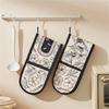 Long Fetter Oven Gloves Reinforced Heat Security Never Slip Outside for Baking Roasting Cooking