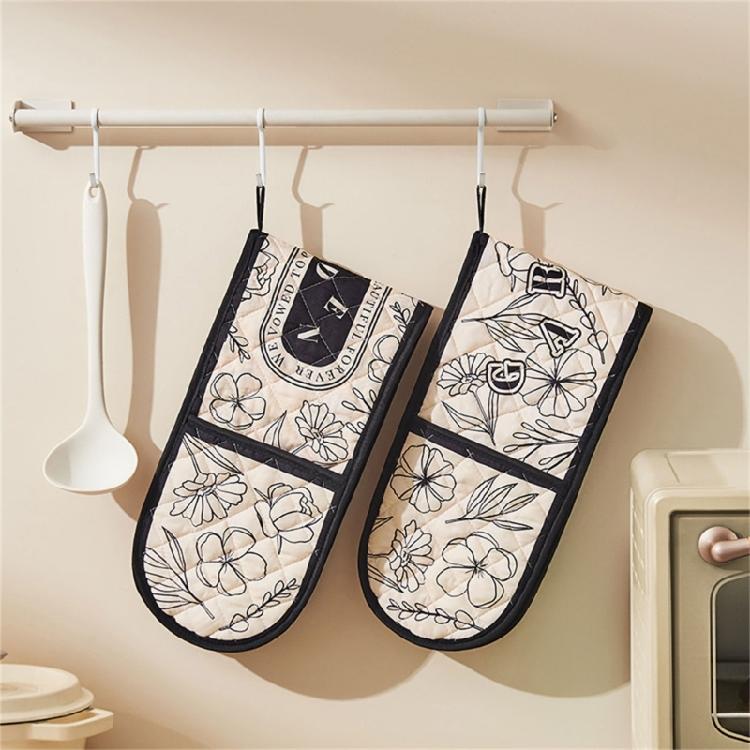 Long Fetter Oven Gloves Reinforced Heat Security Never Slip Outside for Baking Roasting Cooking