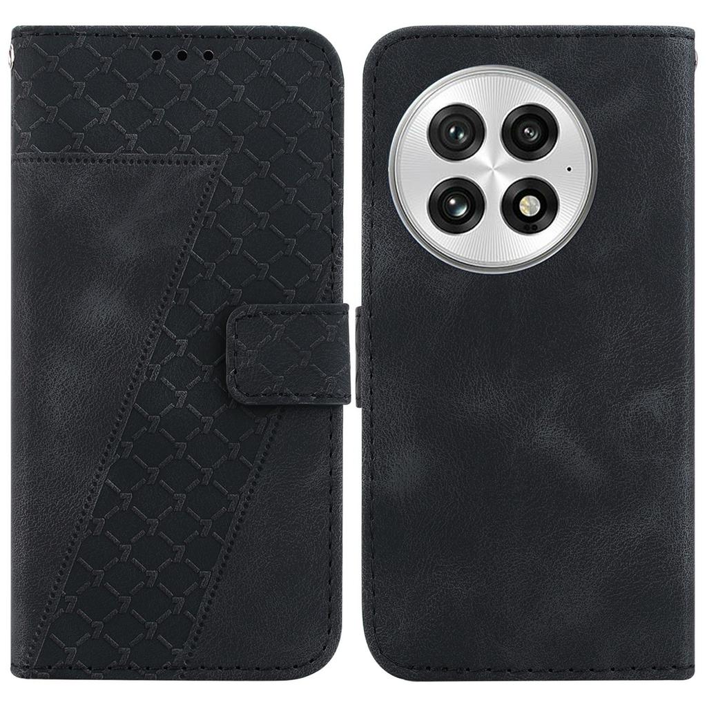For OnePlus 13 Stand Case 7-Shaped Pattern Imprint Leather Phone Cover