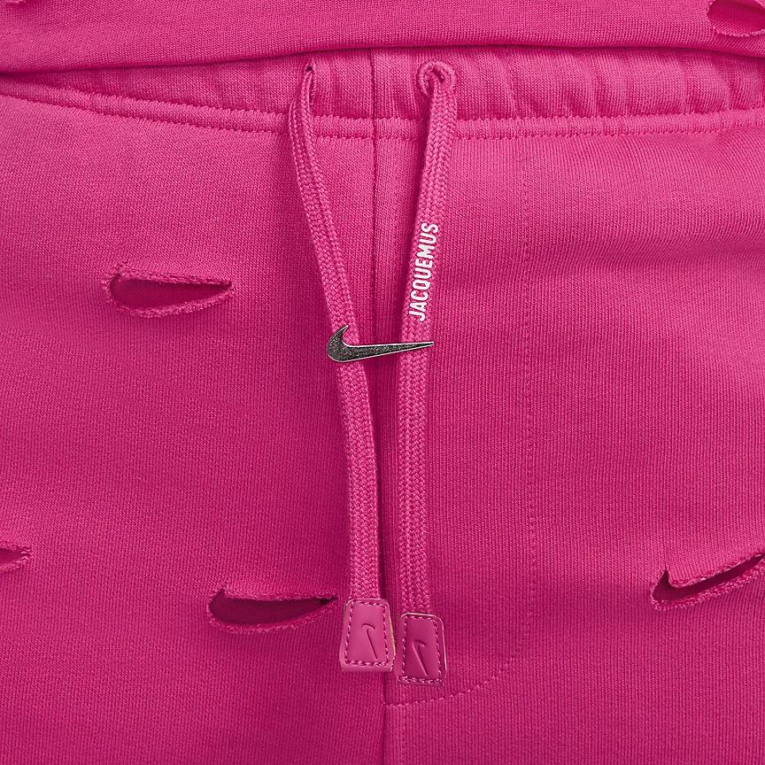Nike X Jacquemus Co-Branded SS24 Solid Color Hollow-Out Thick Fleece Drawstring Knit Joggers Unisex Bottoms Watermelon-Red FJ3269-653