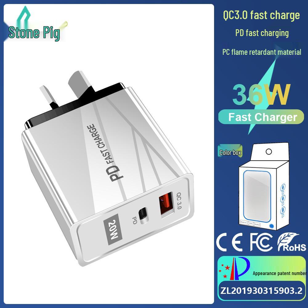 EU & US Standard QC3.0+PD Fast Charging USB Travel Charger (5V/9V/12V)
